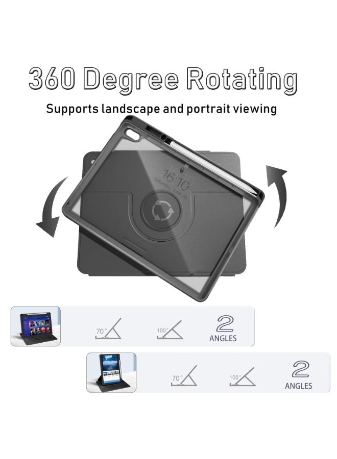 Case for  Samsung Galaxy Tab A9， Tablet Protective Case  , Acrylic 360 ° Rotating Design, Automatic Wake-up/sleep, Soft Leather, Black - Image 5